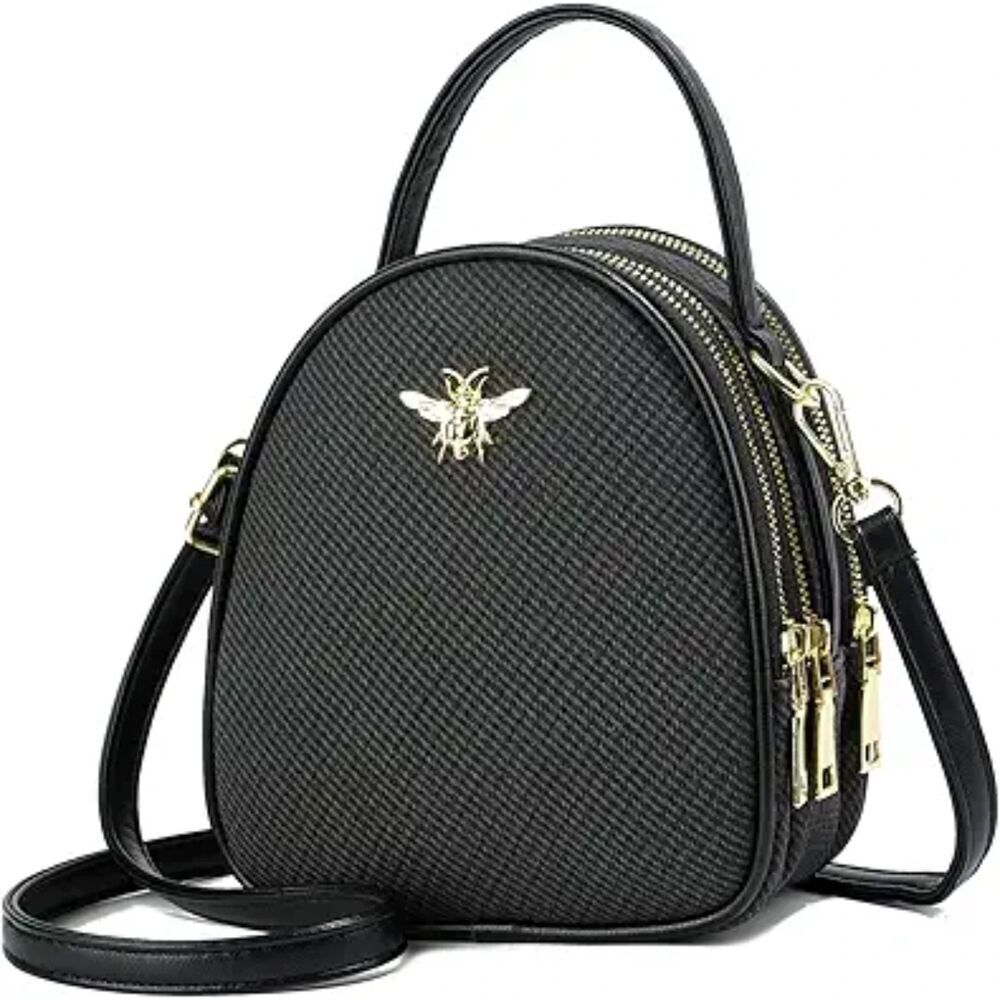 Women Matte Black Imported Faux Leather Stylish Small Crossbody Messenger Bags